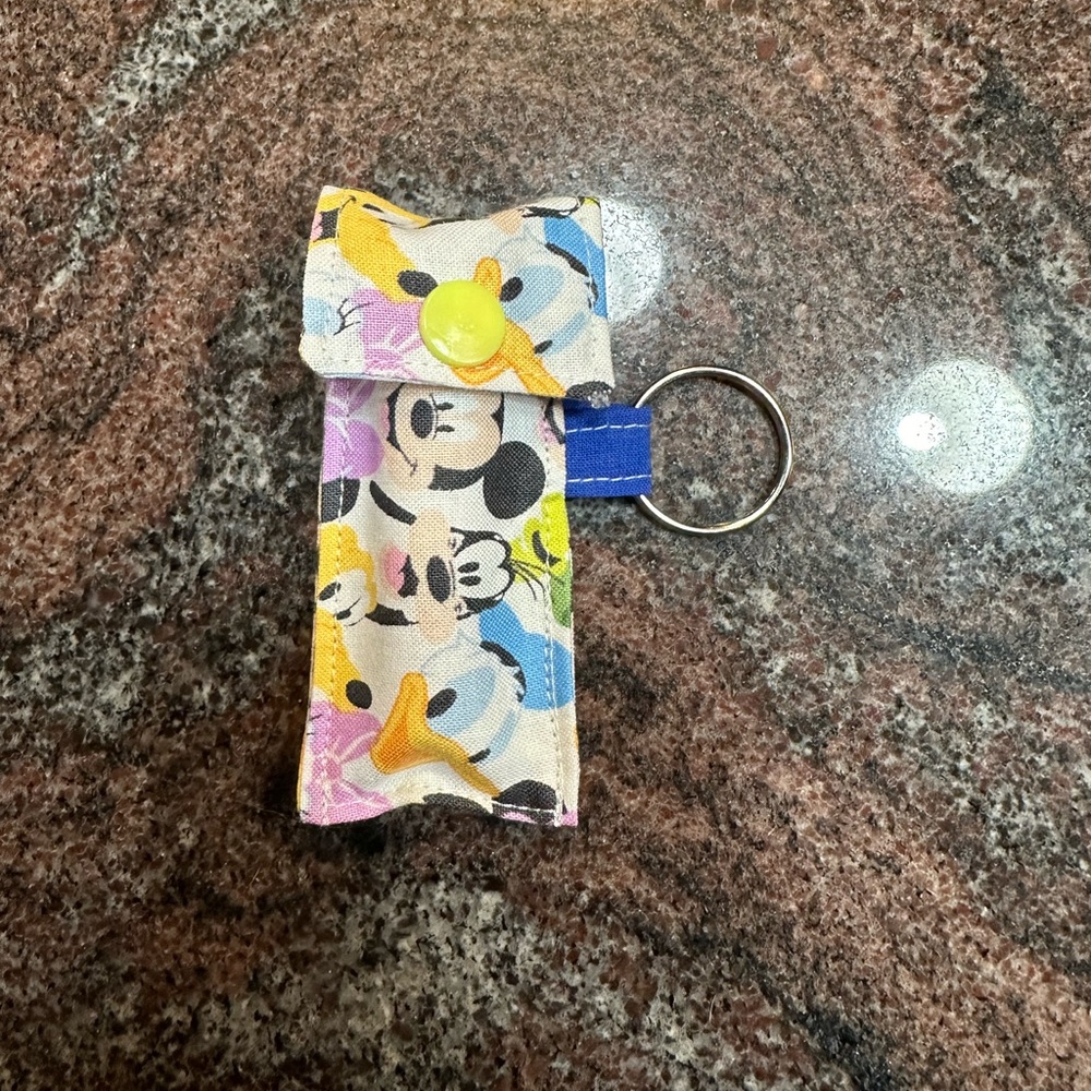 Handmade lip balm holder keychain- Mickey Mouse and friends
